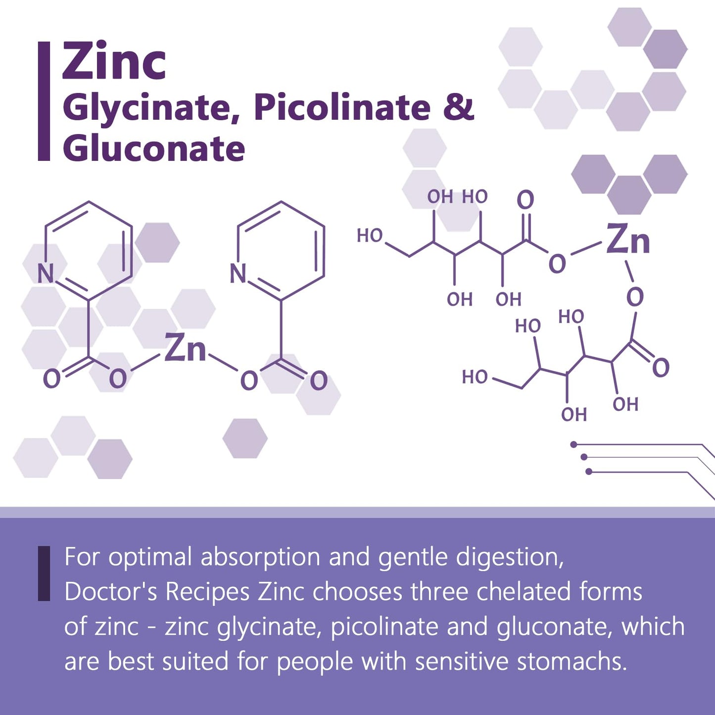 Doctor's Recipes Zinc Supplement 50mg – Triple Action Immune Support | 60 Capsules
