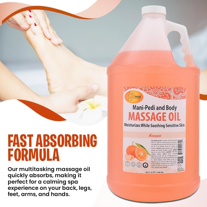 SPA REDI Mandarin Scented Massage Oil 128 Oz – Full Body Massage