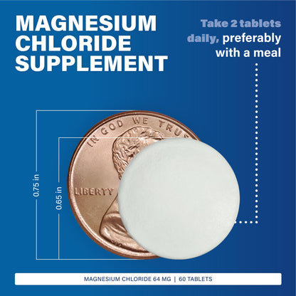 MagDelay Magnesium Chloride 64 mg | Delayed-Release Magnesium Supplement - 60 Tablets