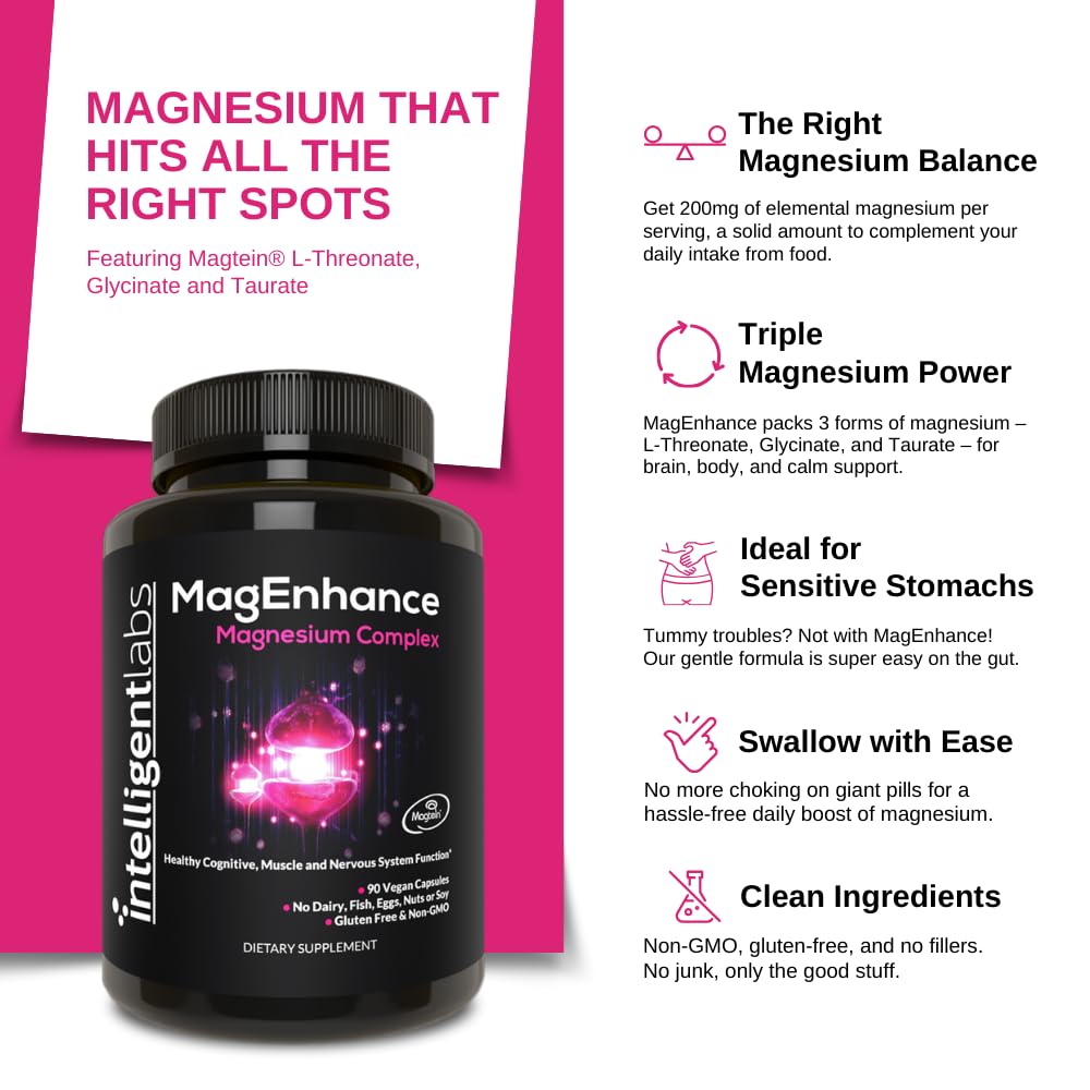 MagEnhance Magtein Magnesium Complex – Magnesium L-Threonate with Glycinate & Taurate (90 capsules)