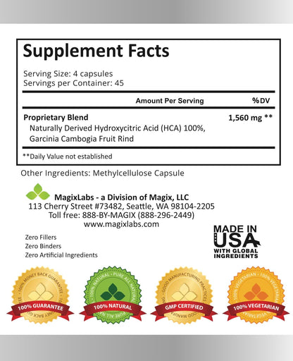 MagixLabs 100% HCA Ultra Extreme Garcinia Cambogia Extract – Pure & All-Natural