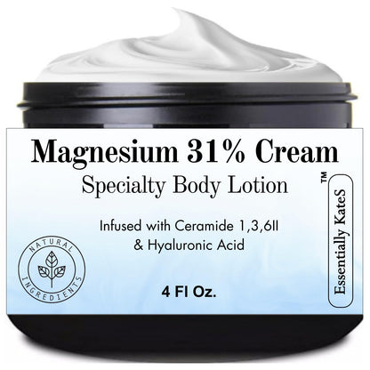 Magnesium 31% Cream Lotion 4 oz – Ceramides 1,3,6II & Hyaluronic Acid