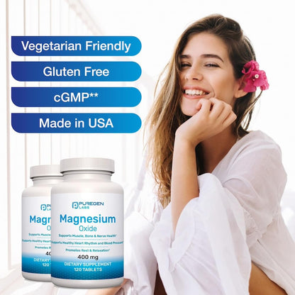 Magnesium 400mg High Potency Supplement – Immune Support, Muscle Recovery | 120 Tablets