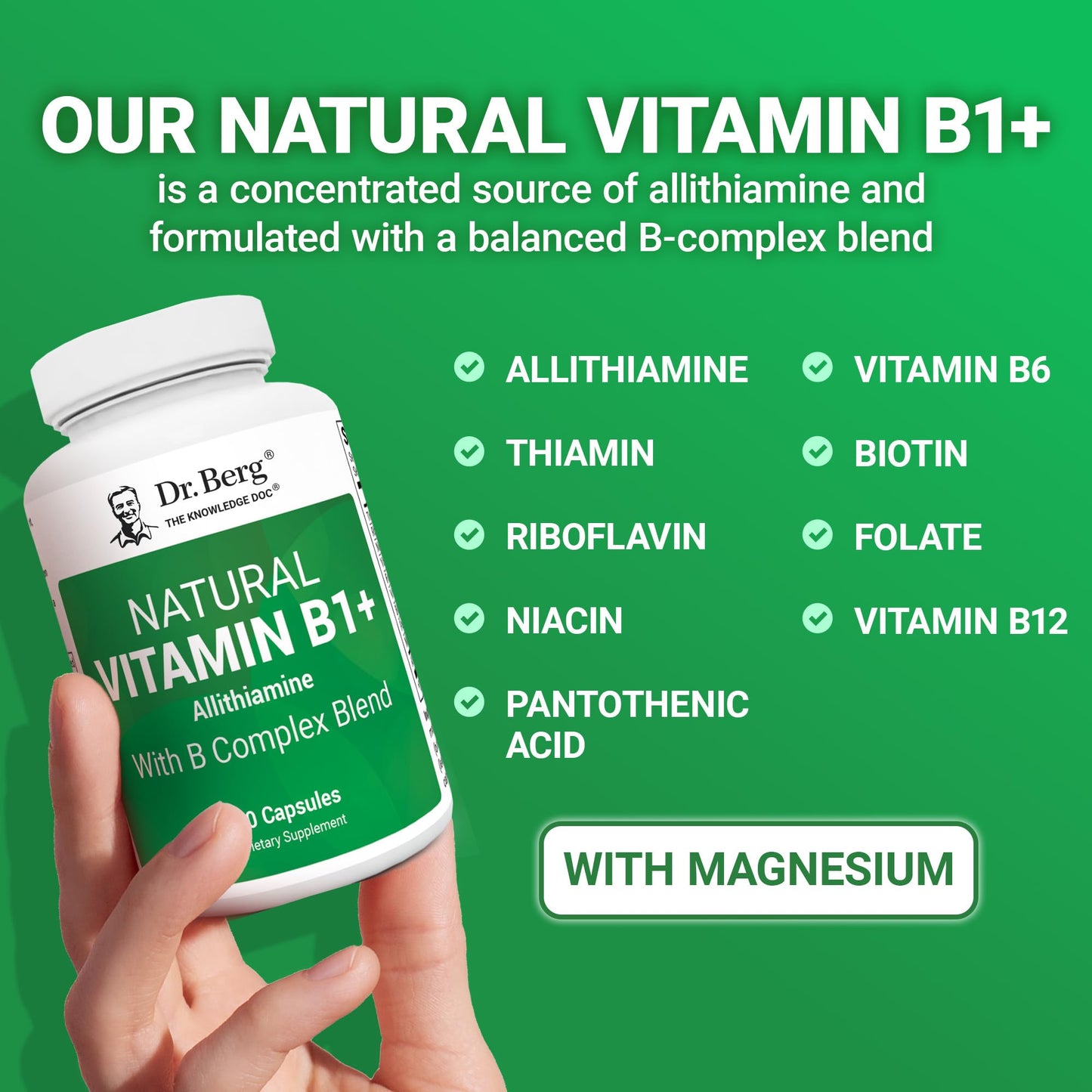 Dr. Berg Allithiamine B1 B6 B12 Complex – Natural Vitamin B1 Supplement (60 Capsules)
