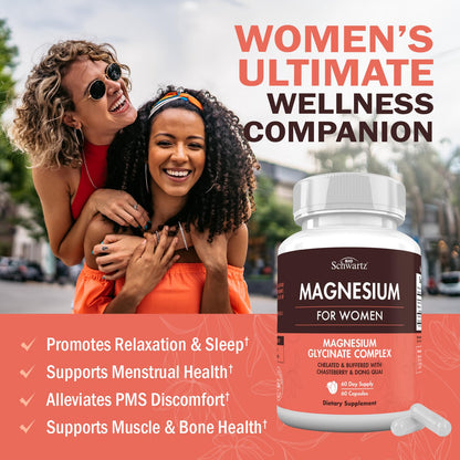 4-in-1 Magnesium Complex for Women | Stress Relief, Sleep & Hormonal Support | 60 Capsules