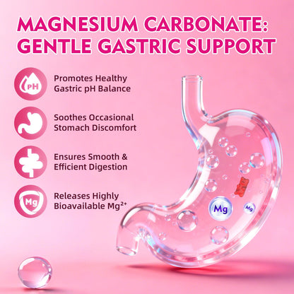 Magnesium Carbonate 500mg Gummies – High Absorption for Adults, Sugar Free, Vegan, Raspberry, 60 Count