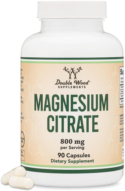 Magnesium Citrate 800mg - 90 Capsules | Digestive Support (Vegan)