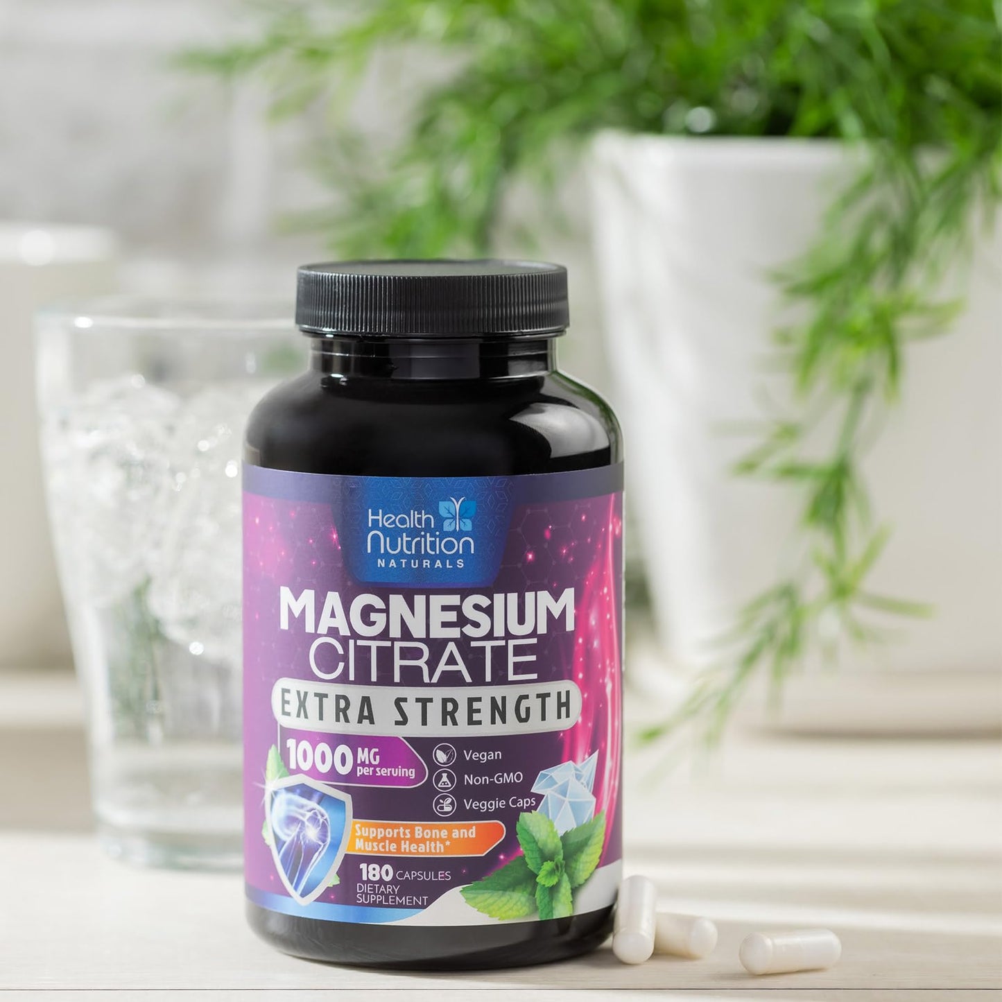 Magnesium Citrate Capsules 1000mg - High Absorption | 180 Caps