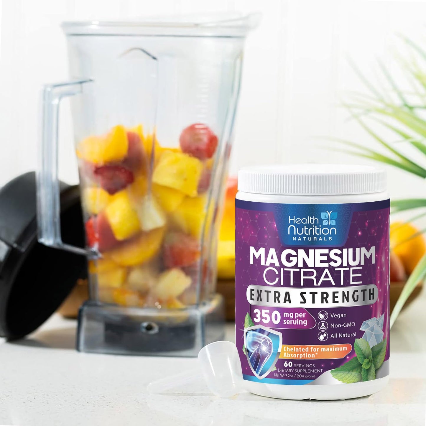 Magnesium Citrate Powder Drink Mix (60 Servings) - Aquamin Magnesium | Sugar Free, Gluten Free, Vegan