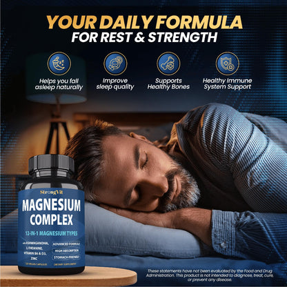 Magnesium Complex 12-in-1 1000mg | Sleep & Stress Support | USA (120 Capsules)
