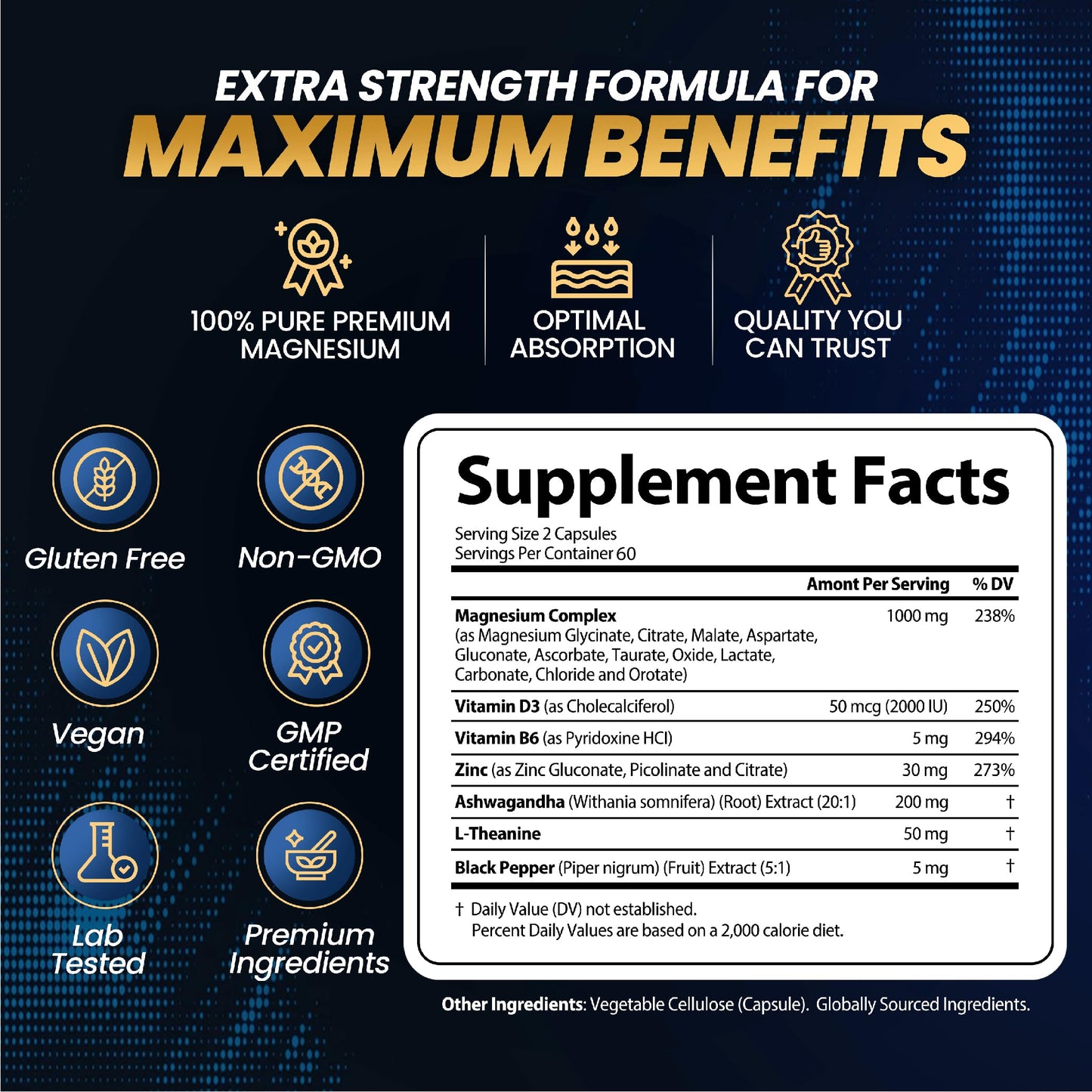 Magnesium Complex 12-in-1 1000mg | Sleep & Stress Support | USA (120 Capsules)