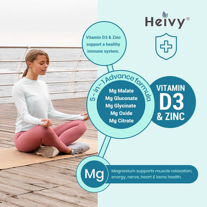 Magnesium Complex 3 Pack with Zinc & Vitamin D3 | Glycinate, Citrate, Malate, Oxide, Gluconate – 270 Tablets
