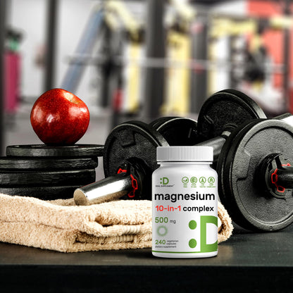 DEAL SUPPLEMENT Magnesium Complex 500mg – 480 Veggie Capsules | 10-in-1 Chelated Magnesium