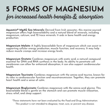Just Ingredients Magnesium Complex – Five Bioavailable Forms for Relaxation, Sleep & Mood Support | 60 Capsules