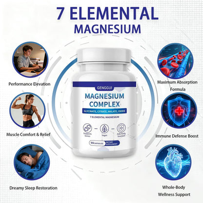 Magnesium Complex 7-Elemental – 1000mg Glycinate, Citrate & Malate | 90 Vegan Capsules