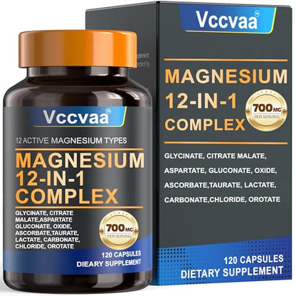 Magnesium Complex 700mg – 12-in-1 Magnesium Supplement (120 Capsules)