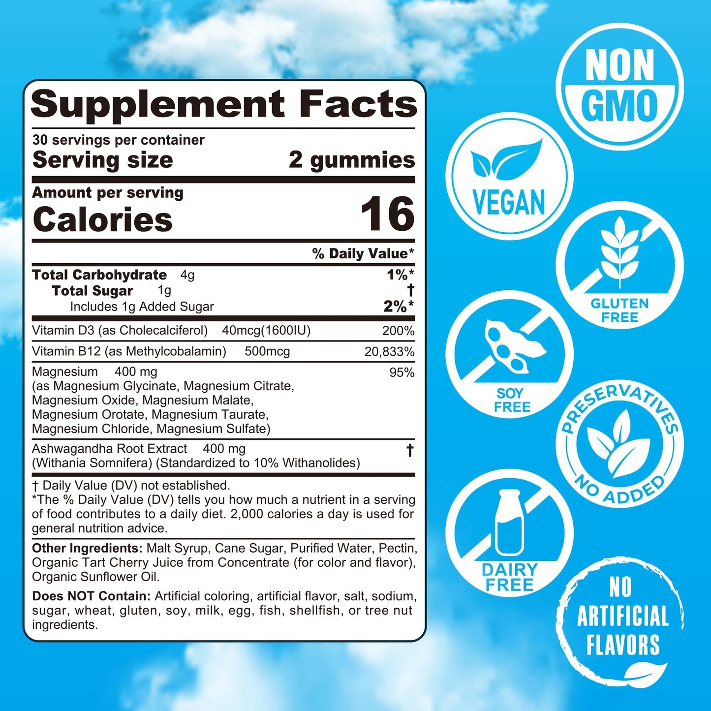 EnvyCure Magnesium Complex Gummies 400mg – 8 Forms + Ashwagandha, D3 & B12 | Vegan 120ct