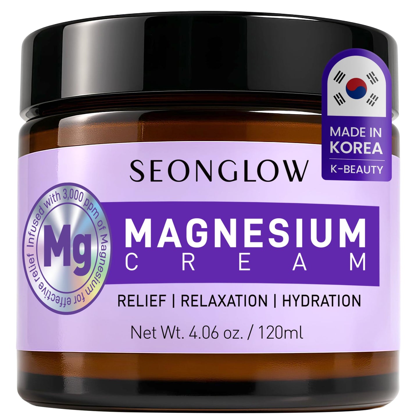 Magnesium Cream for Sleep & Leg Cramps – Lavender & Shea Butter, 4.06 Fl Oz (Made in Korea)