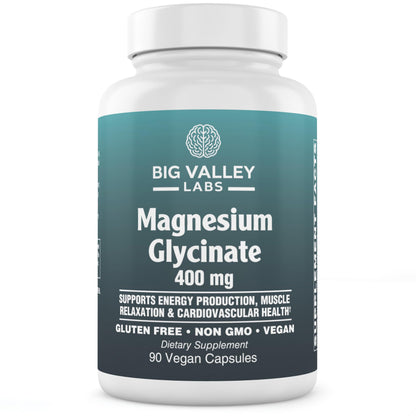 Magnesium Glycinate 400 mg – High-Absorption Chelated Magnesium, 90 Capsules | Big Valley Labs