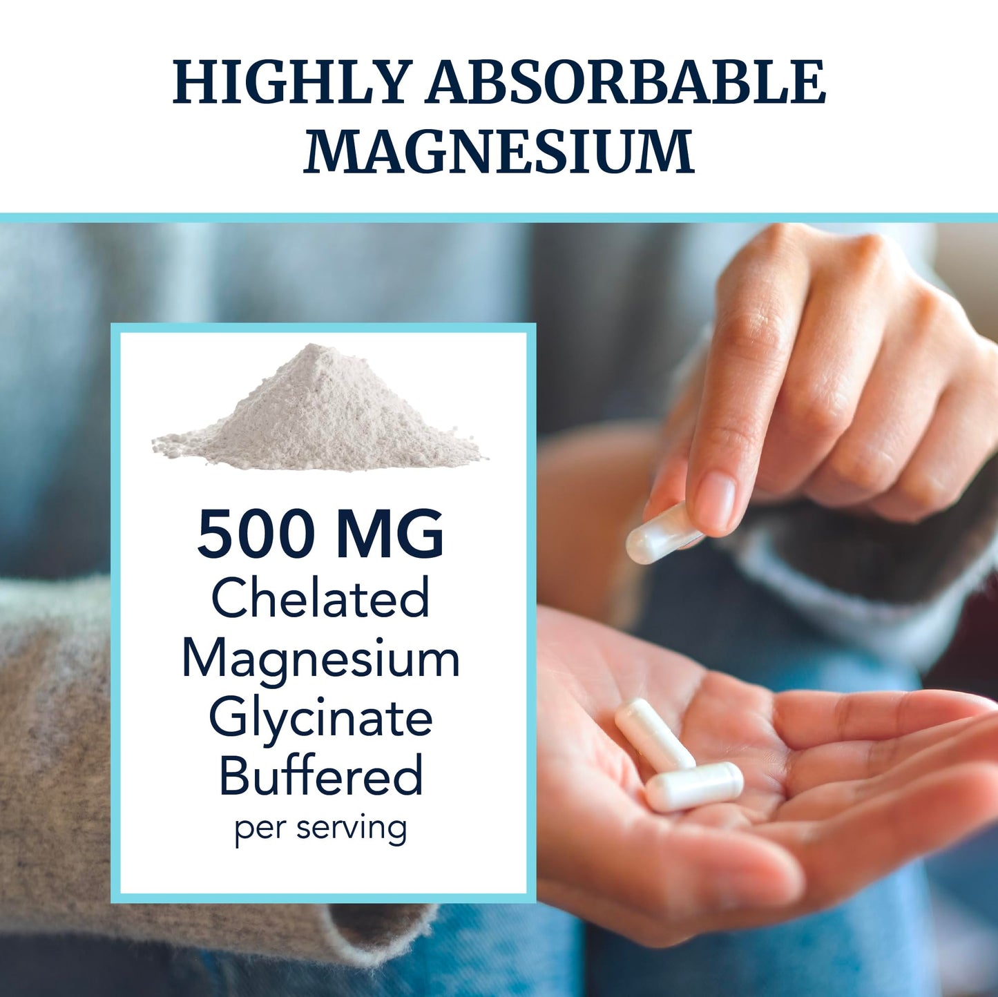Magnesium Glycinate 500mg | High Absorption Chelated Bisglycinate 120ct