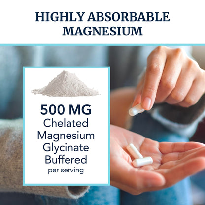 Magnesium Glycinate 500mg | High Absorption Chelated Bisglycinate 120ct