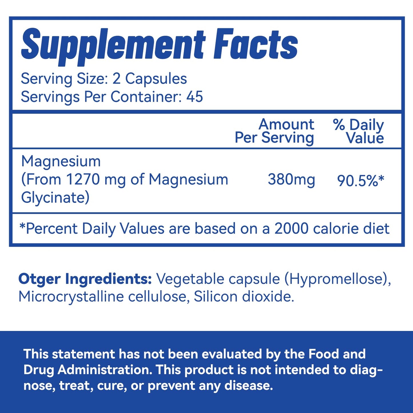 Magnesium Glycinate Capsules 380mg – High-Absorption Magnesium, 45 Servings