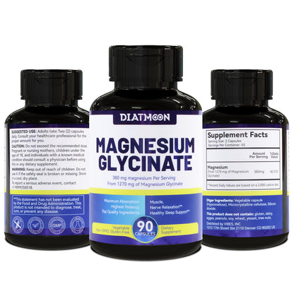 Magnesium Glycinate Capsules 380mg – High-Absorption Magnesium, 45 Servings