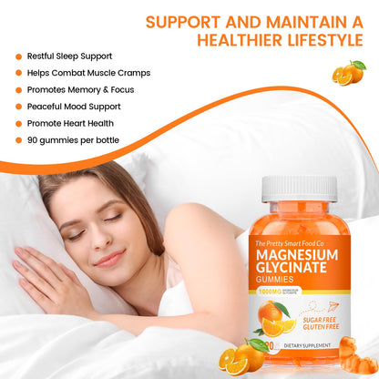 Magnesium Glycinate Gummies 1000mg - 90 Ct Orange | Relaxation & Sleep Support