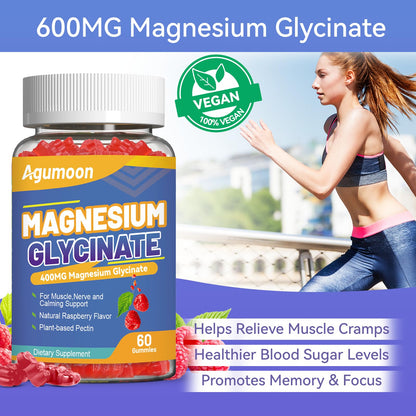 Magnesium Glycinate Gummies 400mg with L-Threonine – Stress Relief & Muscle Support | Non-GMO, Gluten Free