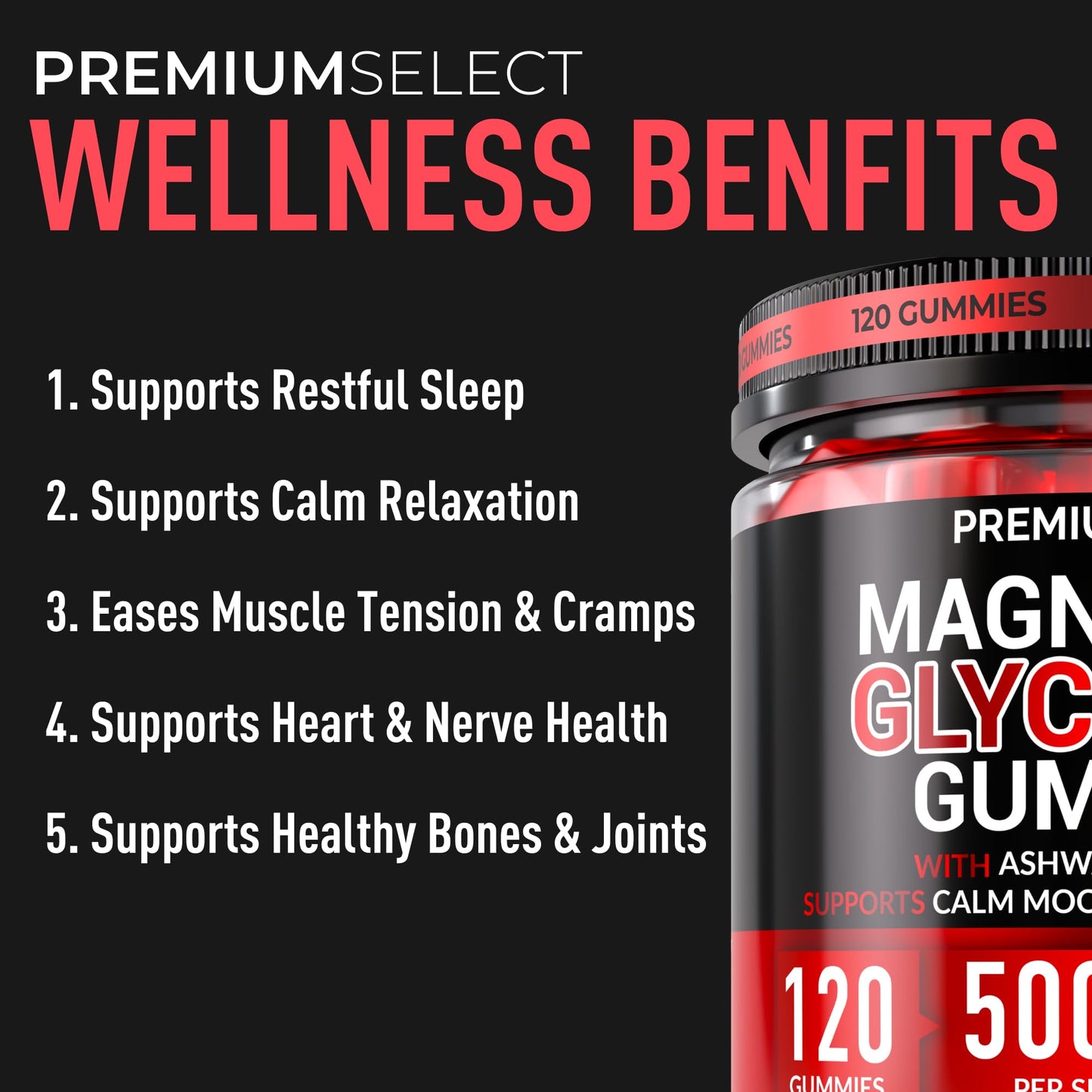 Magnesium Glycinate Gummies for Adults – 900mg Blend, Calm & Sleep Support | Sugar-Free Vegan