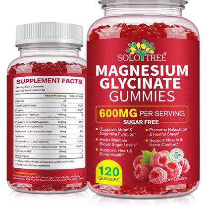 Magnesium Glycinate Gummies 600mg for Adults – Relaxation & Sleep Support | 120 Count | Non-GMO, Sugar Free