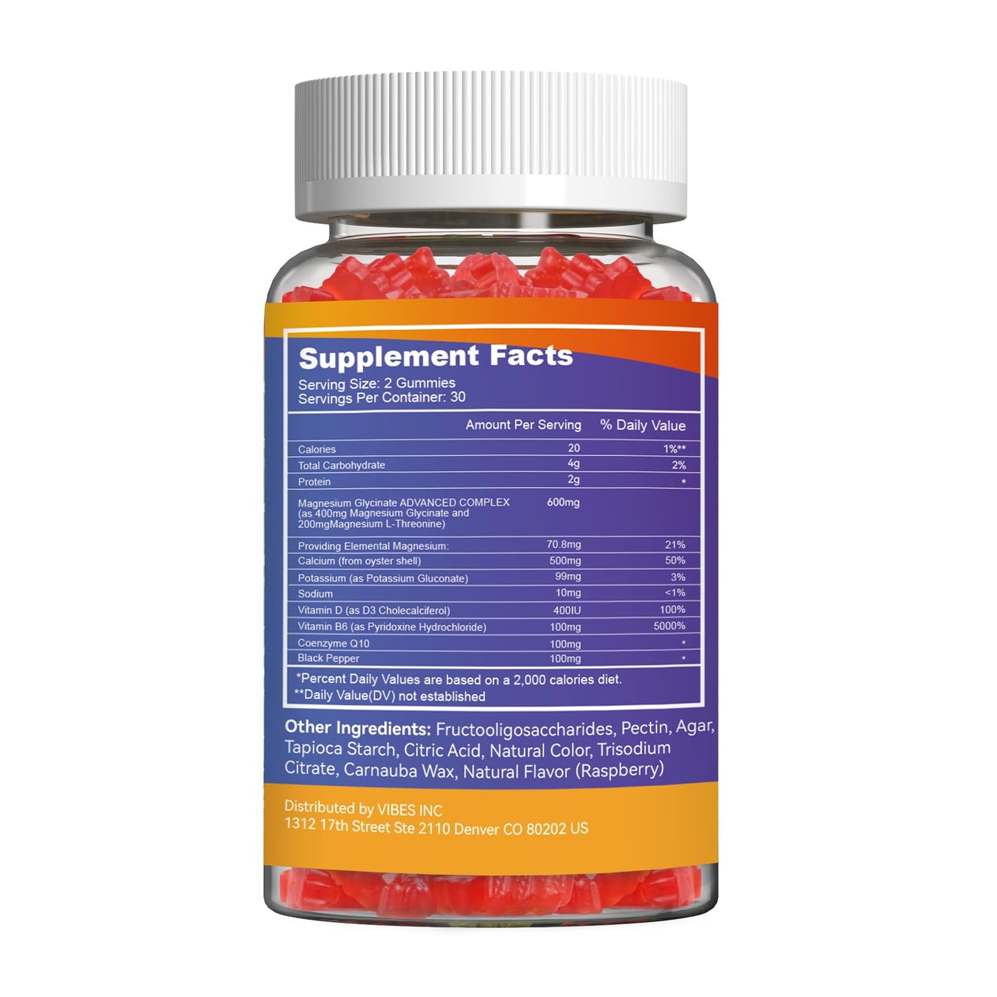 Magnesium Glycinate Gummies 400mg with L-Threonine – Stress Relief & Muscle Support | Non-GMO, Gluten Free