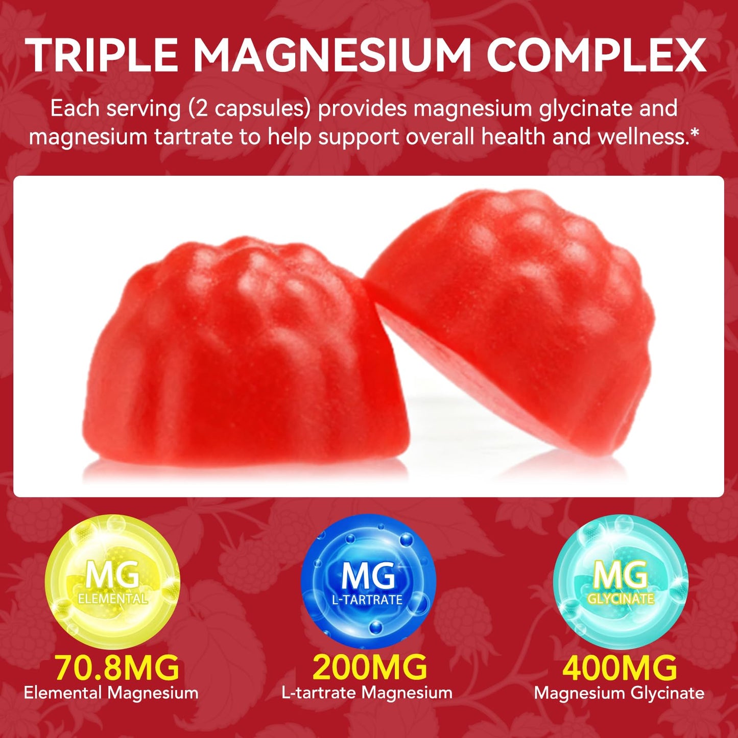 Magnesium Glycinate Gummies 600mg for Adults – Relaxation & Sleep Support | 120 Count | Non-GMO, Sugar Free