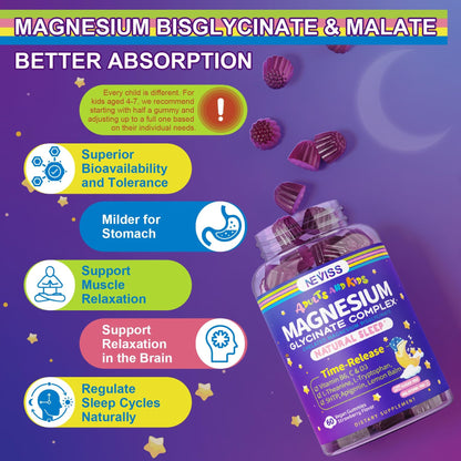 Magnesium Glycinate Gummies 2-Pack – Sugar Free, 400/200mg with B6/D3, 5-HTP & L-Theanine