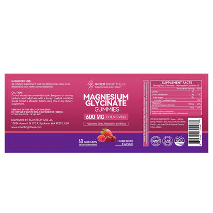 Inner Brightness Magnesium Glycinate Plus Gummies – 860mg | Sugar-Free, Gluten-Free, Non-GMO (120 Count)