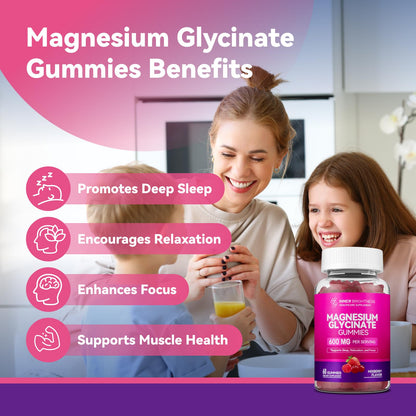 Inner Brightness Magnesium Glycinate Plus Gummies – 860mg | Sugar-Free, Gluten-Free, Non-GMO (120 Count)