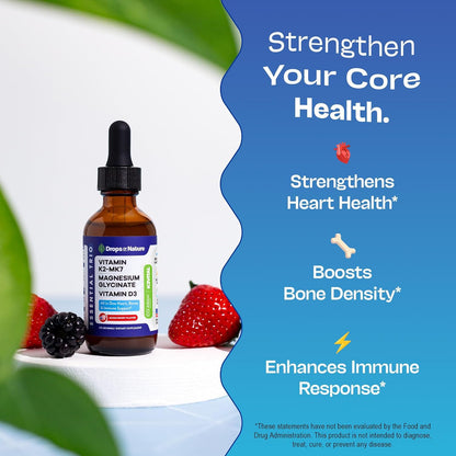 Magnesium Glycinate + K2 & D3 Liquid - GMO-Free (Mixed Berry) 60 mL