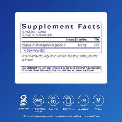 Pure Encapsulations Magnesium Glycinate — Stress, Sleep & Heart Health Support, 360 Capsules