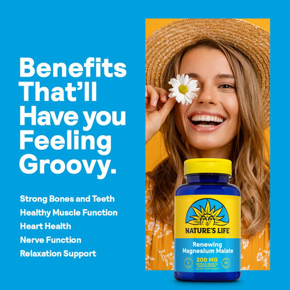 NATURE'S LIFE Renewing Magnesium Malate 400 mg – Bioavailable Magnesium Complex | 50 Servings