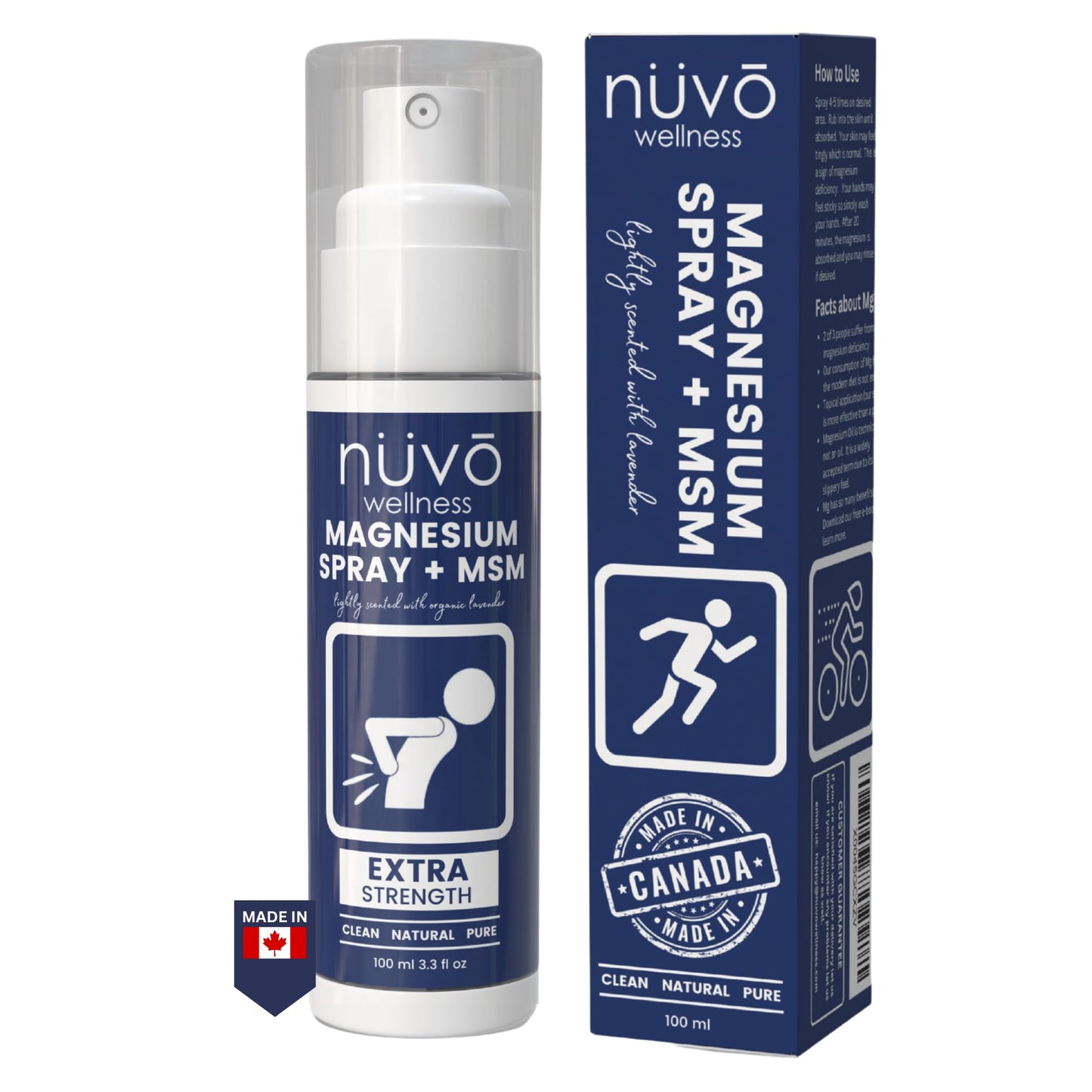 Magnesium Oil Spray with MSM – Fast Acting Transdermal, Lavender, 100 ml (Canada)