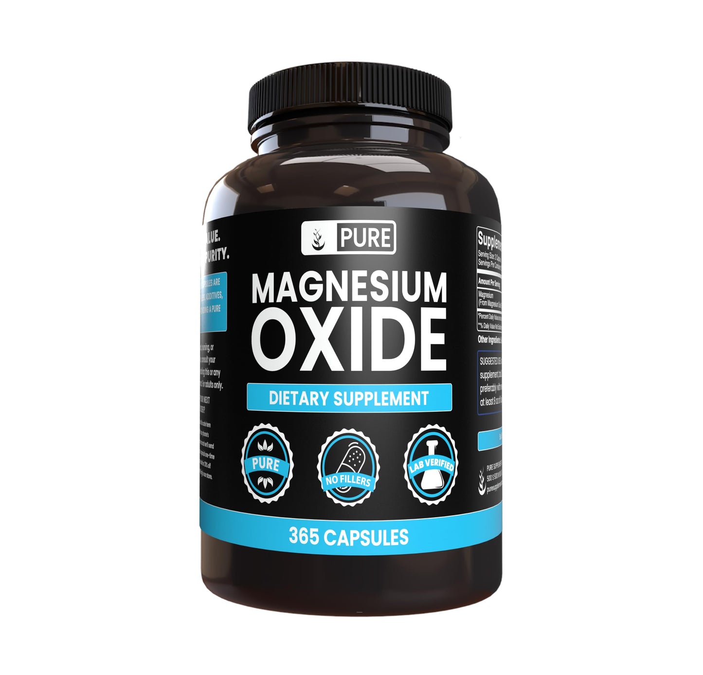 Magnesium Oxide Capsules | Pure Original Ingredients – No Fillers, Lab Verified, 365 Capsules