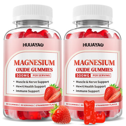 Magnesium Oxide Gummies 500mg – Adults & Kids, Strawberry, 120 Count