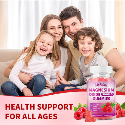 Magnesium Oxide Gummies 500mg - Sugar Free Raspberry Flavor for Adults and Kids | Nerve Support