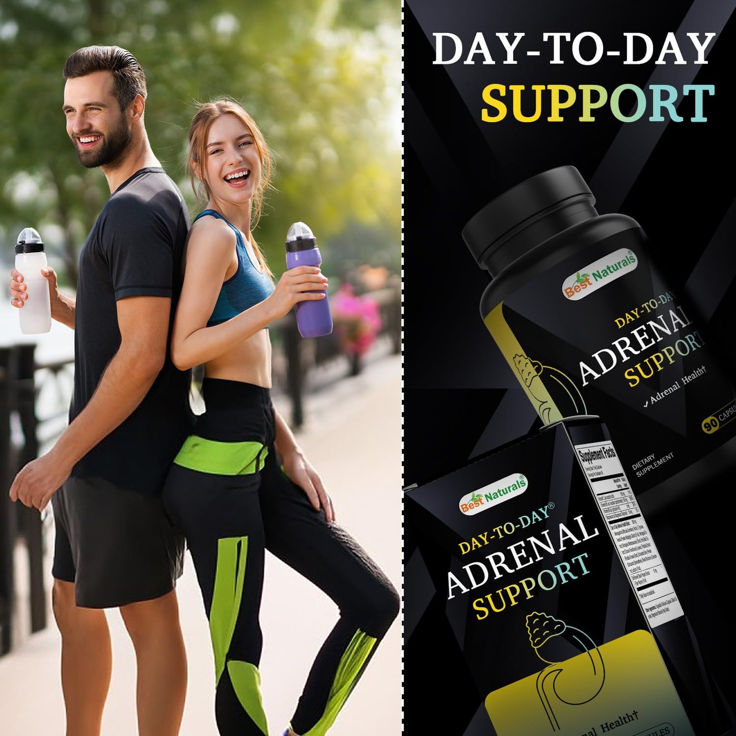 Best Naturals Adrenal Support - 90 Veg Capsules with Ashwagandha, L-Tyrosine, Magnesium, Rhodiola, Holy Basil & Bioperine
