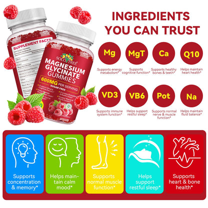 Magnesium Glycinate Gummies 600mg – Relaxation, Sleep & Energy Support (120 Count)