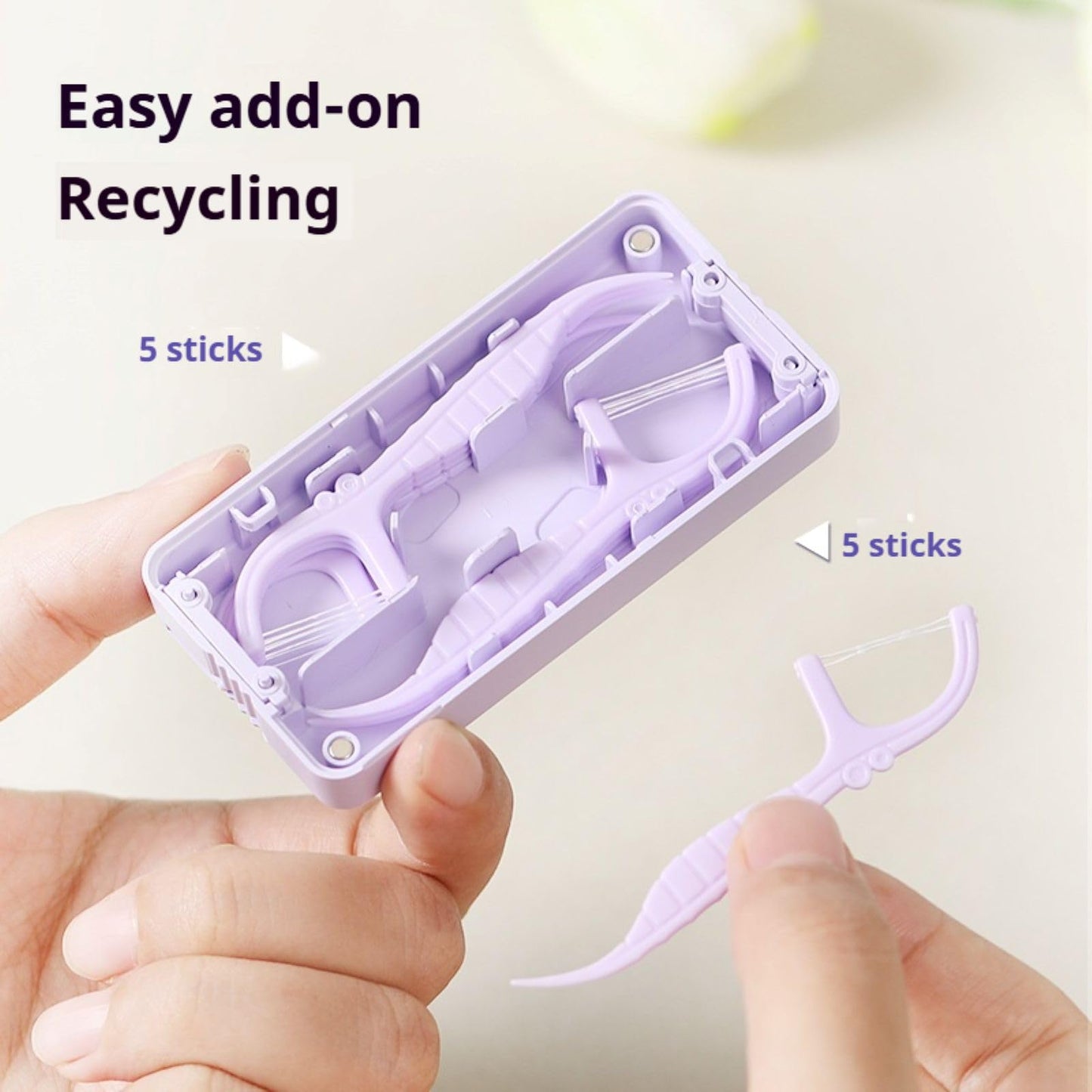 Portable Travel Dental Floss Case - Mint Green Reusable Dispenser with Mint Floss