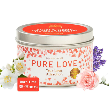 Magnificent 101 Pure Love Aromatherapy Tin Candle - 6 oz, 35 Hour Burn, All Natural Soy Wax