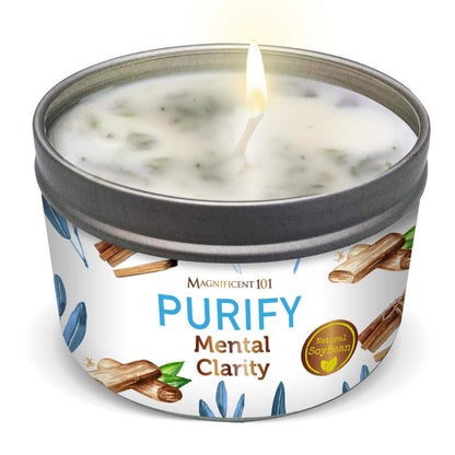 Magnificent 101 Sage Aromatherapy Candle – 6 oz Soy Wax, Palo Santo, Lavender & Sandalwood
