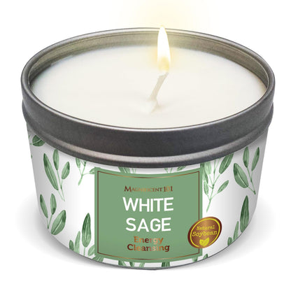Magnificent 101 White Sage Candle - 6oz, 35h Burn, Soy Wax
