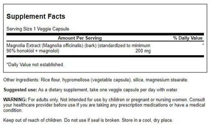Swanson Magnolia Bark - Nervous System & Digestive Health Support (30 Veggie Capsules, 200mg Each)